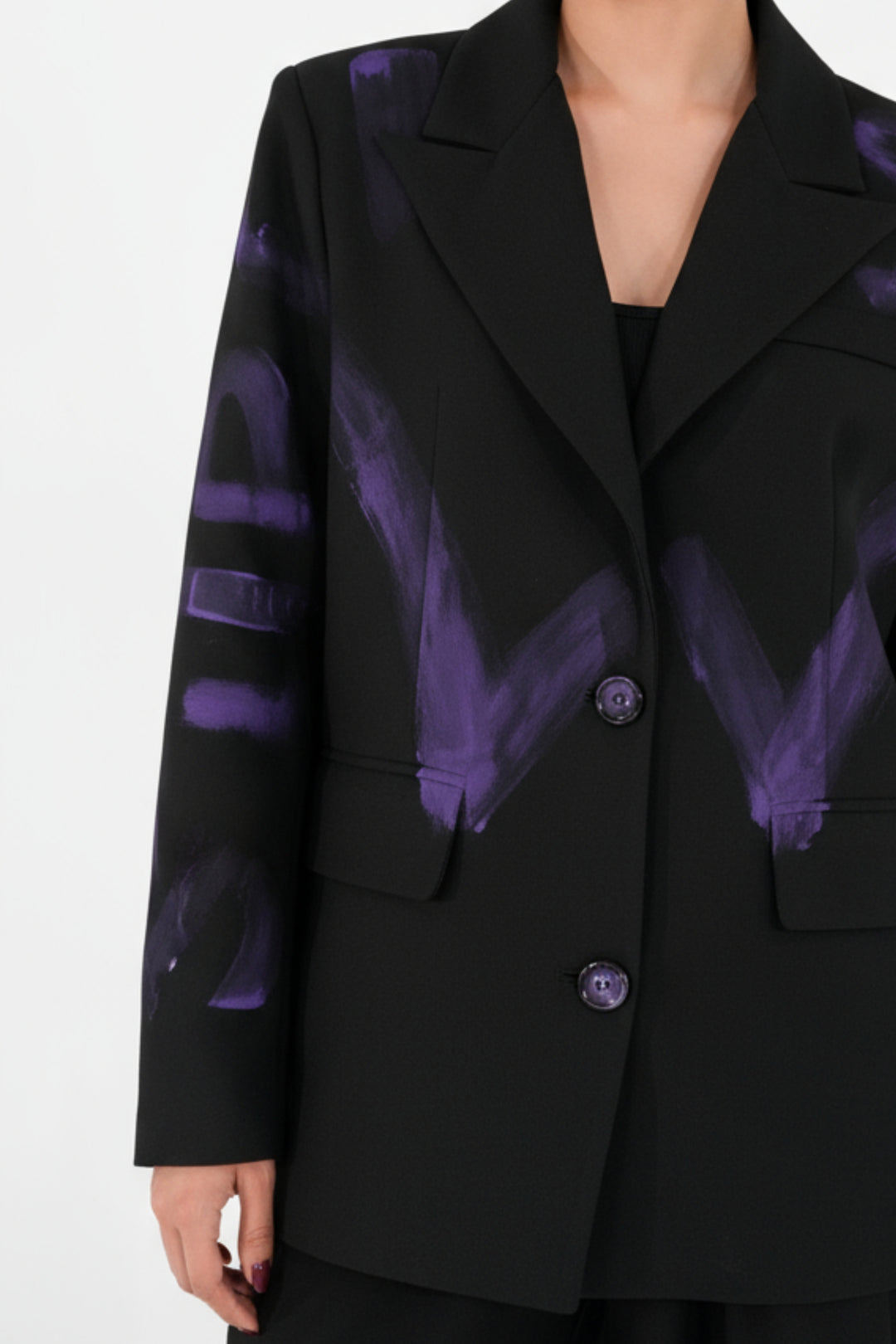 Violet Strokes Black Blazer
