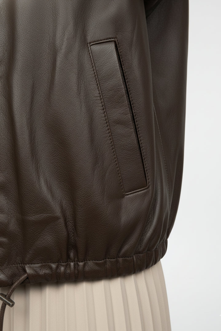 Brown Luxe Zip Leather Jacket