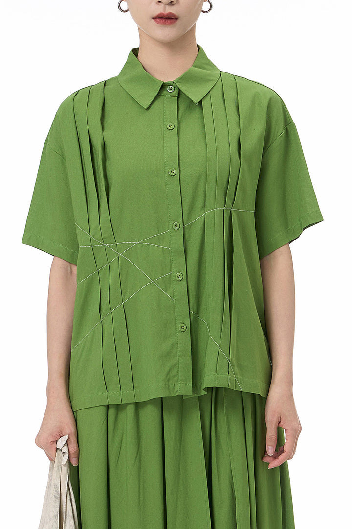 Pistachio Pleat Shirt