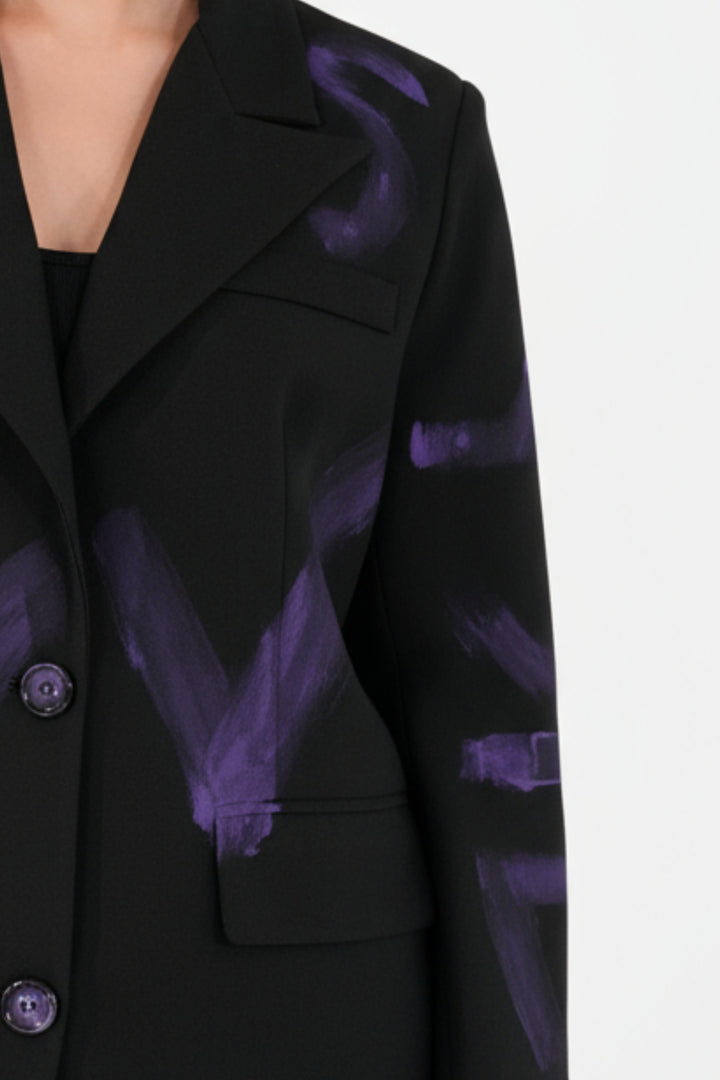 Violet Strokes Black Blazer