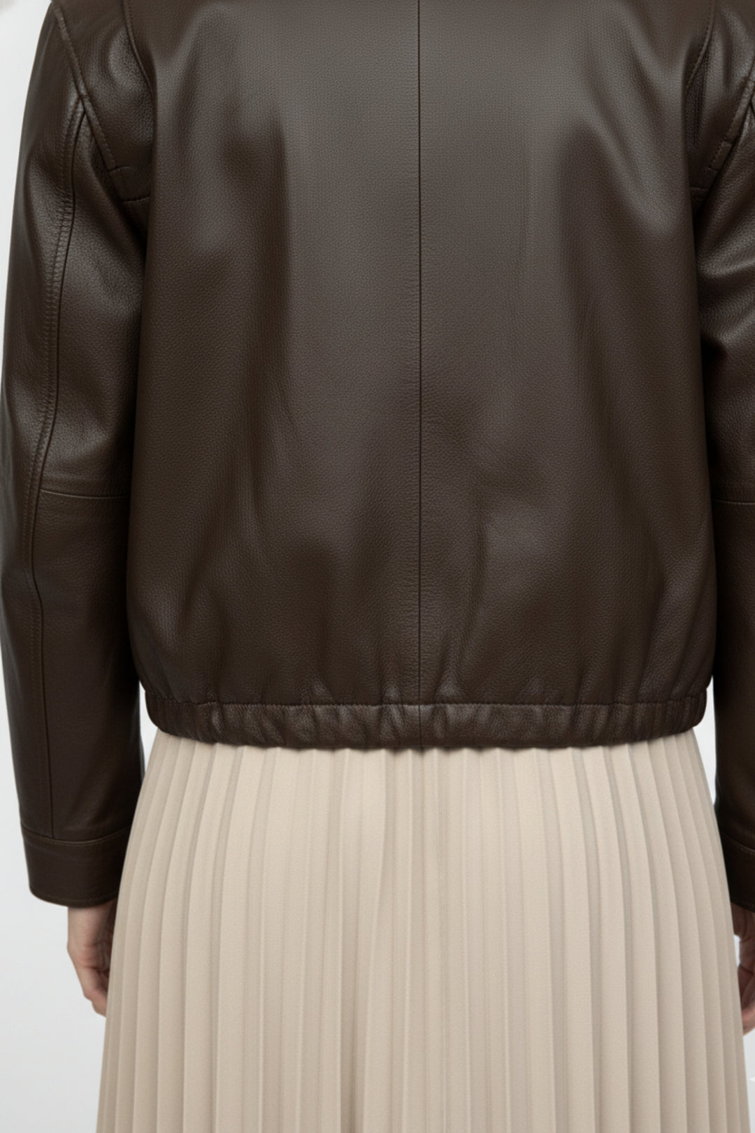 Brown Luxe Zip Leather Jacket