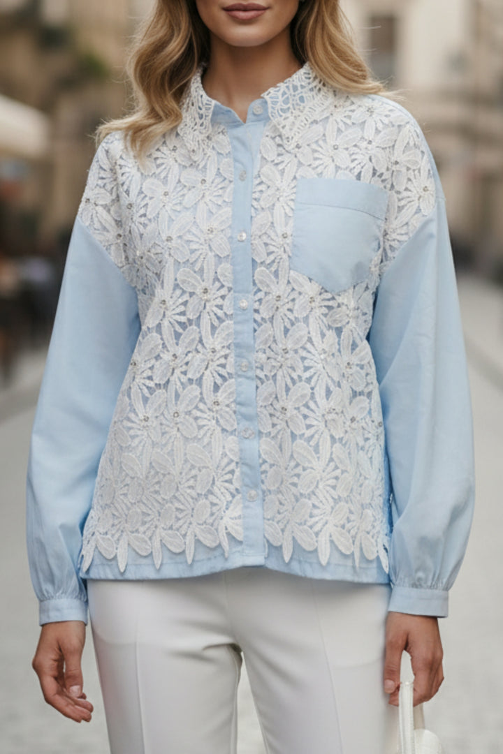 Daisy Blue Embroidered Shirt