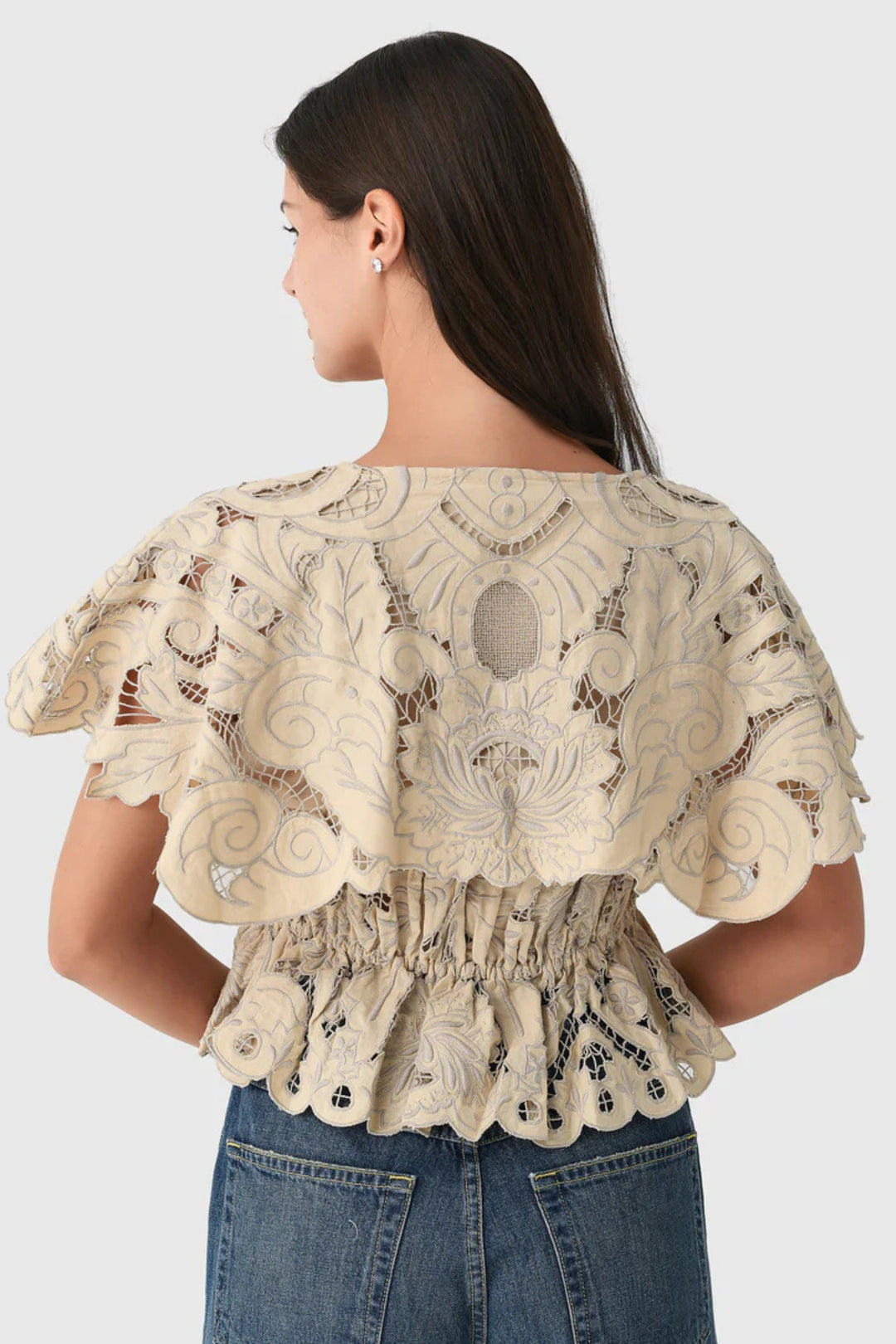 Soft White Lace Flutter Sleeve Top