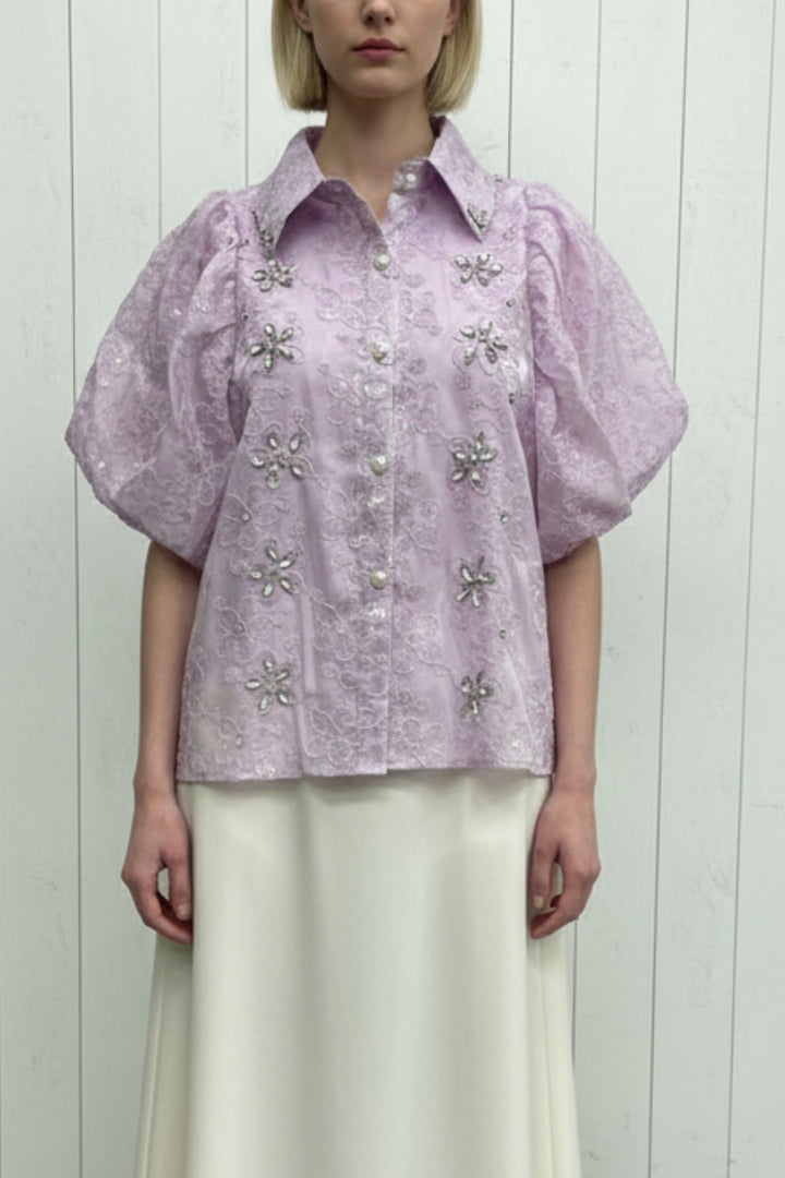 Light Mauve Embroidered Shirt