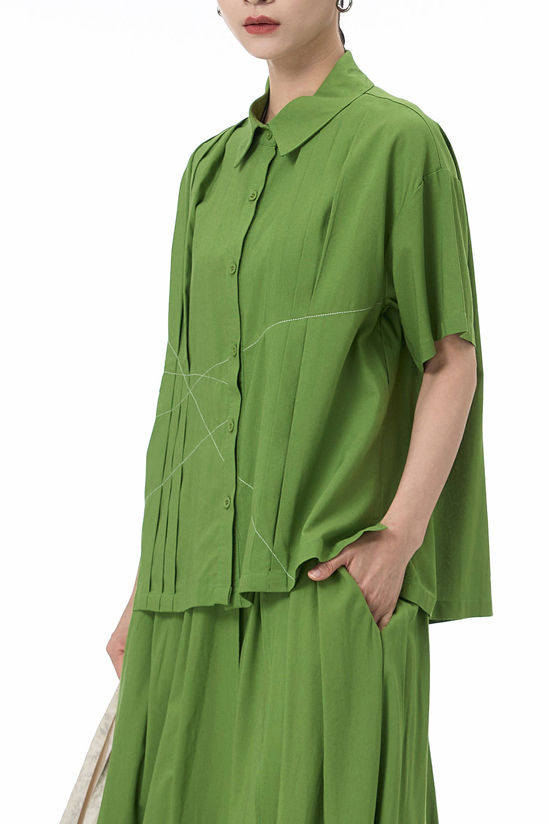 Pistachio Pleat Shirt