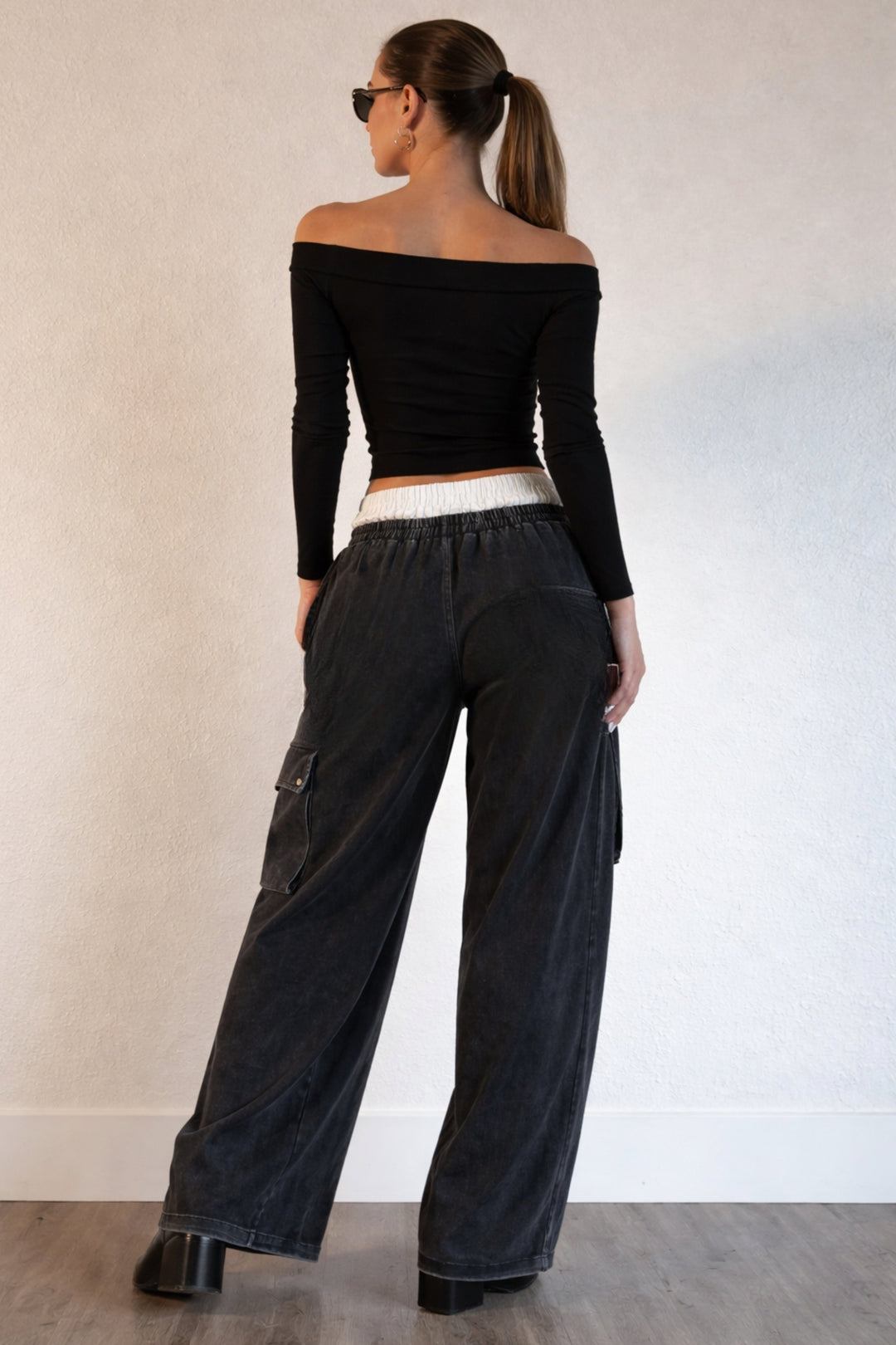 Charcoal Washed Cargo Pants