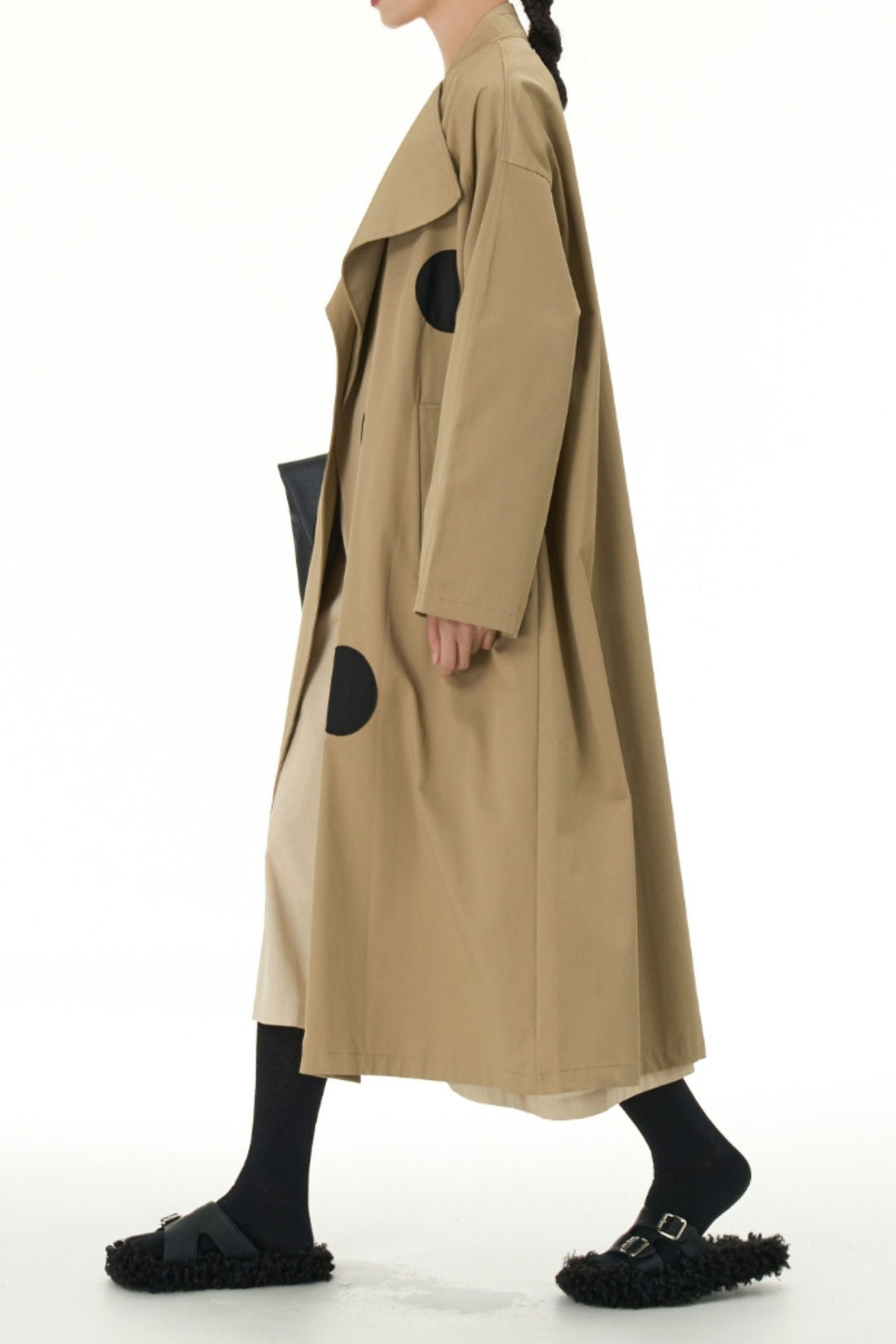 Trendy polka dot trench coat for women