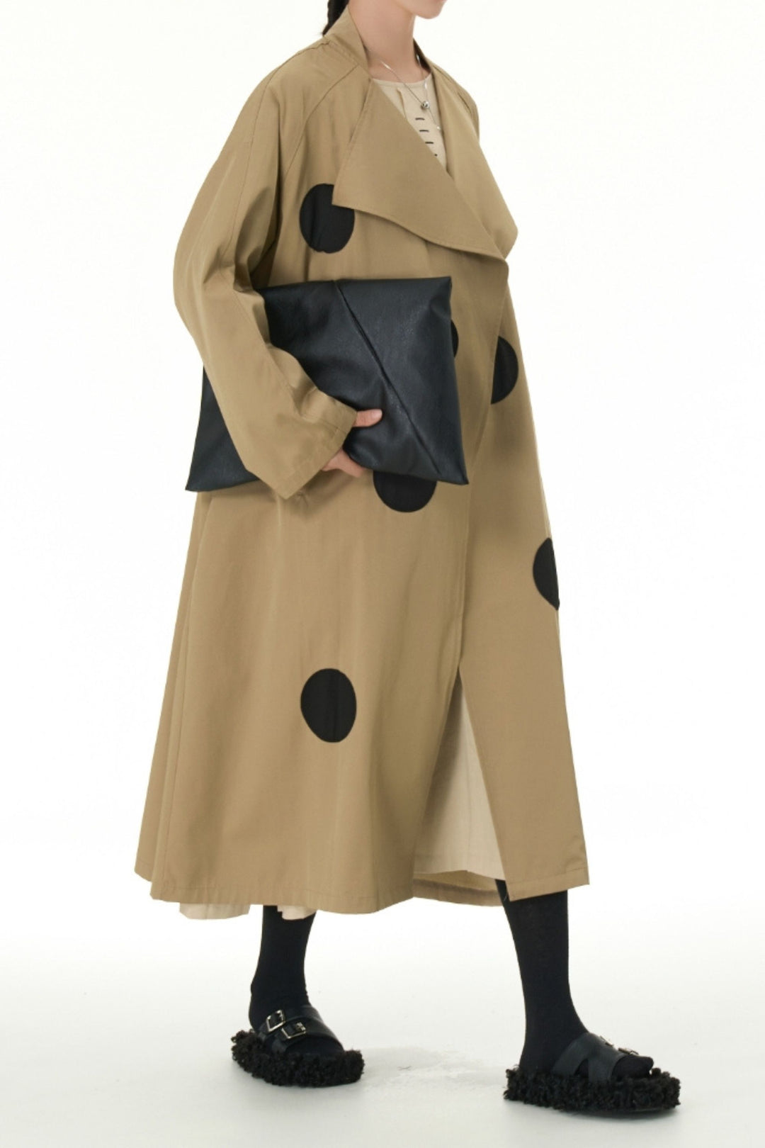 Cotton drill trench coat for streetwear