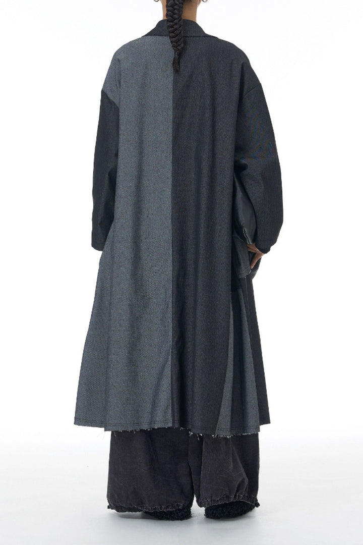 GreyOut denim trench coat for evening wear
