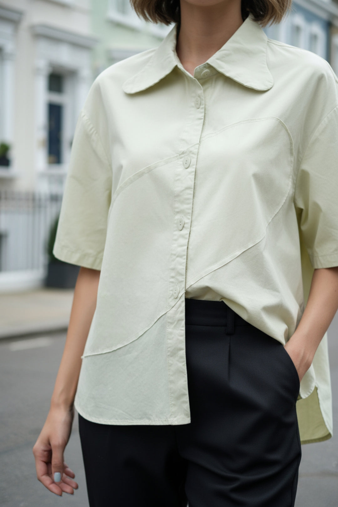 Lime Cream Cotton Shirt