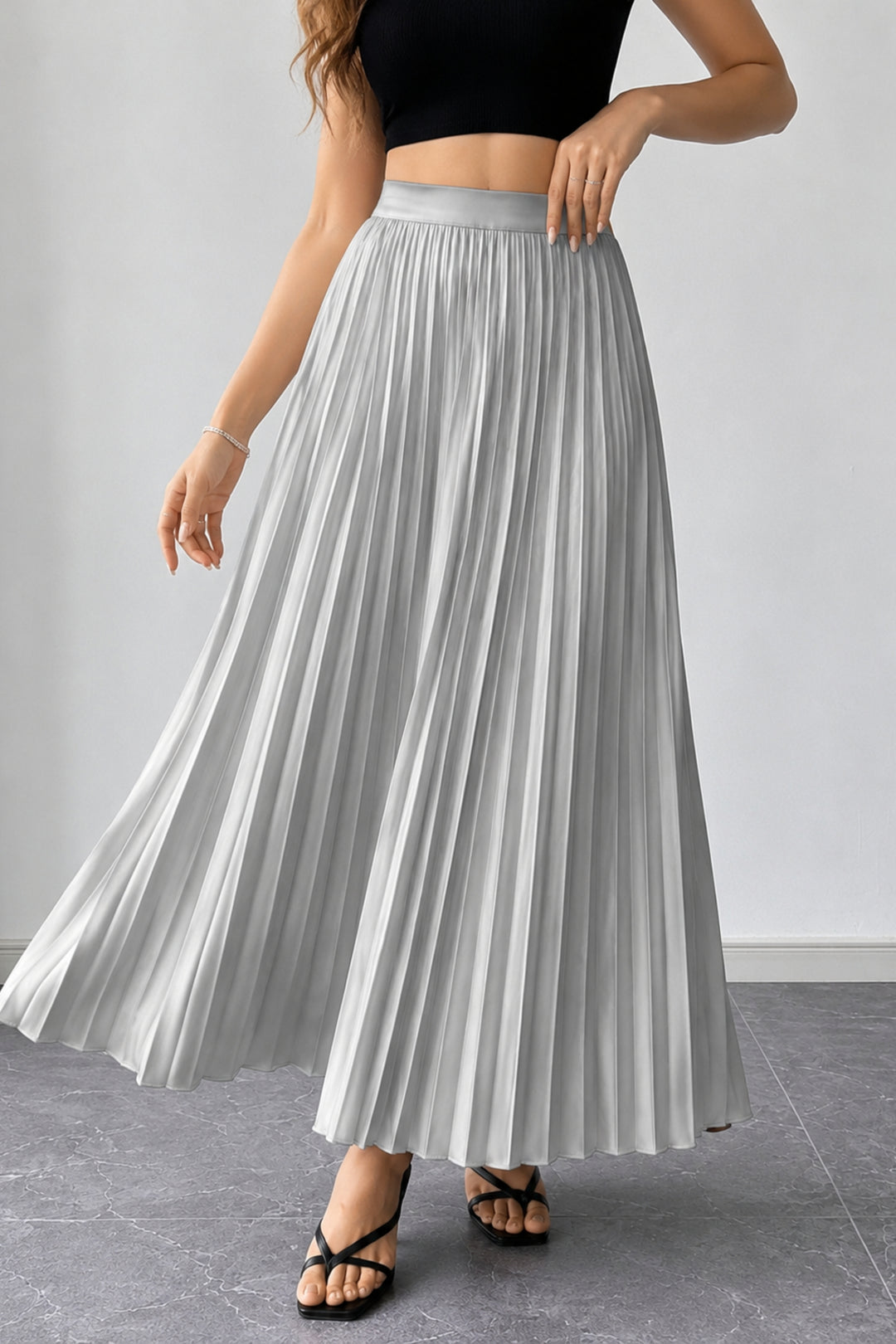 Moonlight Satin Pleated Skirt