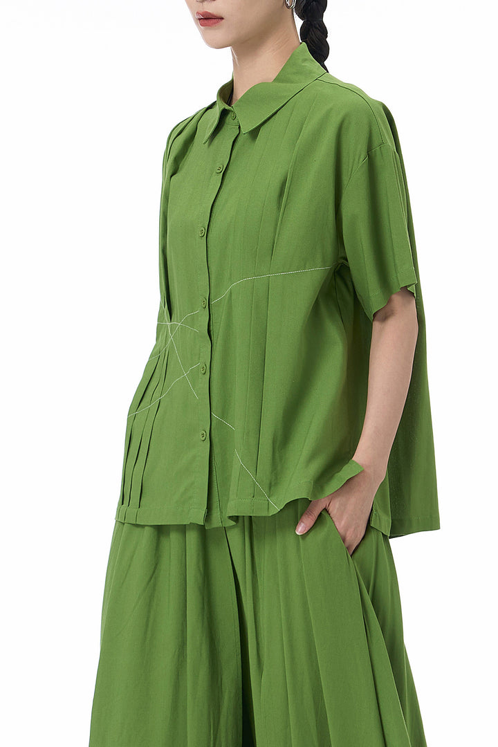 Pistachio Pleat Shirt