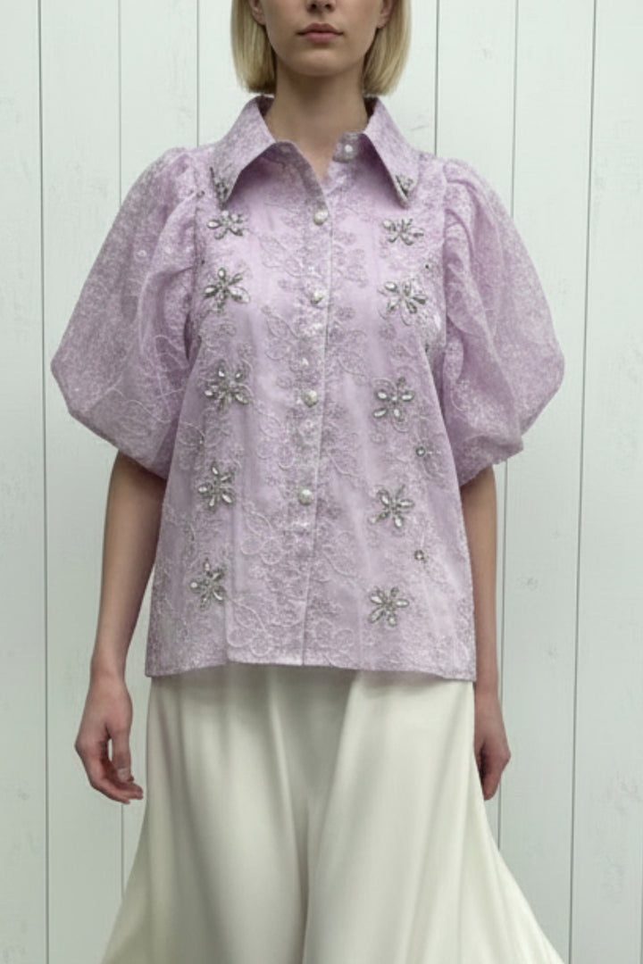 Light Mauve Embroidered Shirt