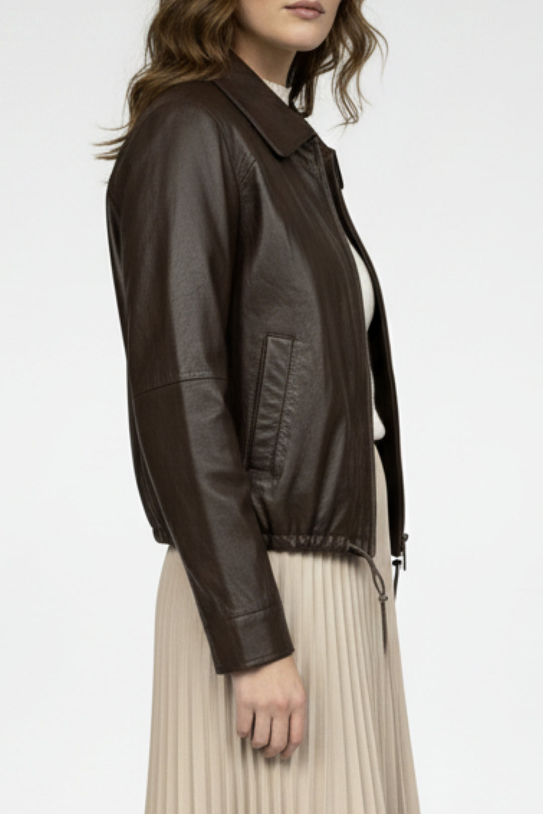 Brown Luxe Zip Leather Jacket