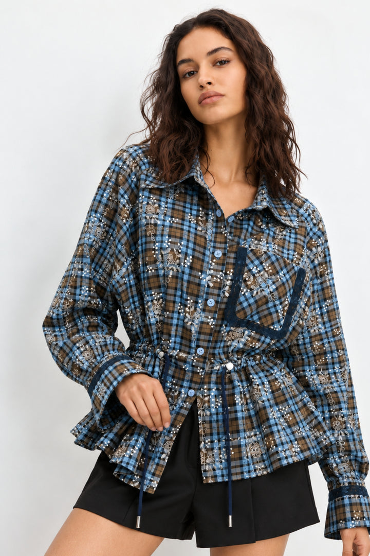 Bluebell Plaid Embroidered Shirt