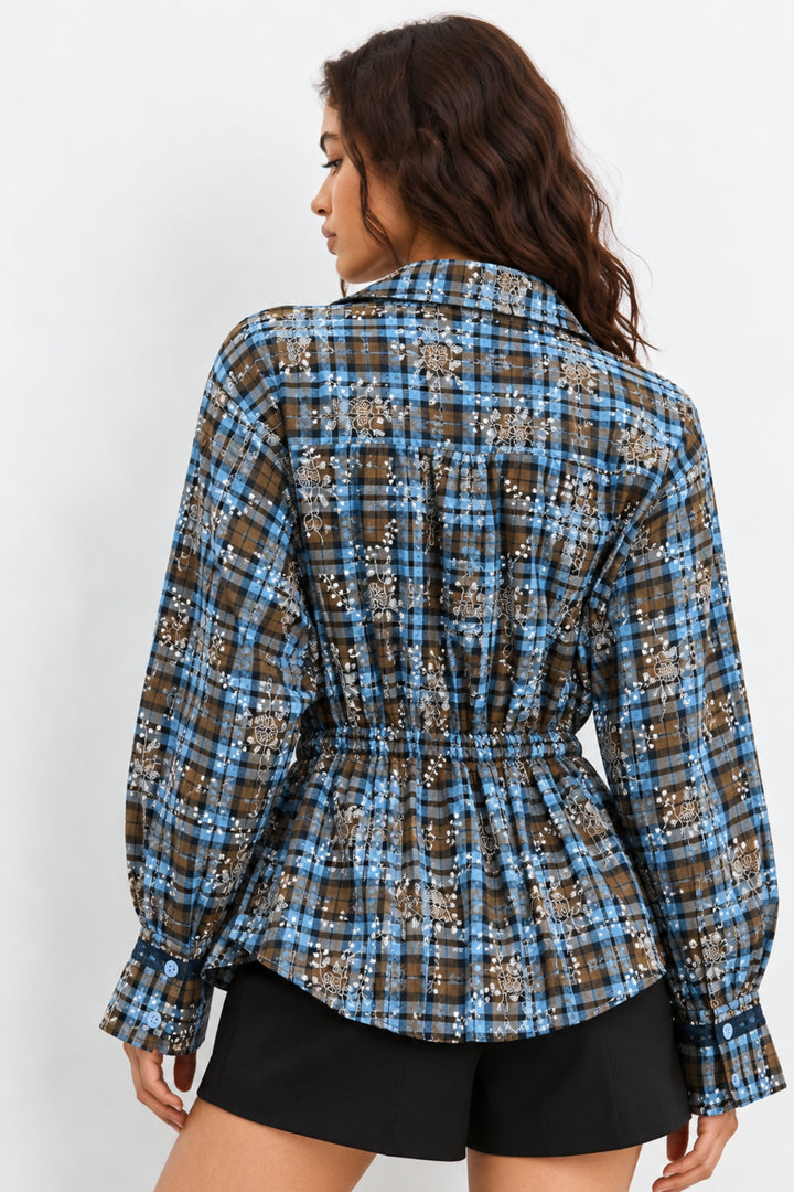 Bluebell Plaid Embroidered Shirt
