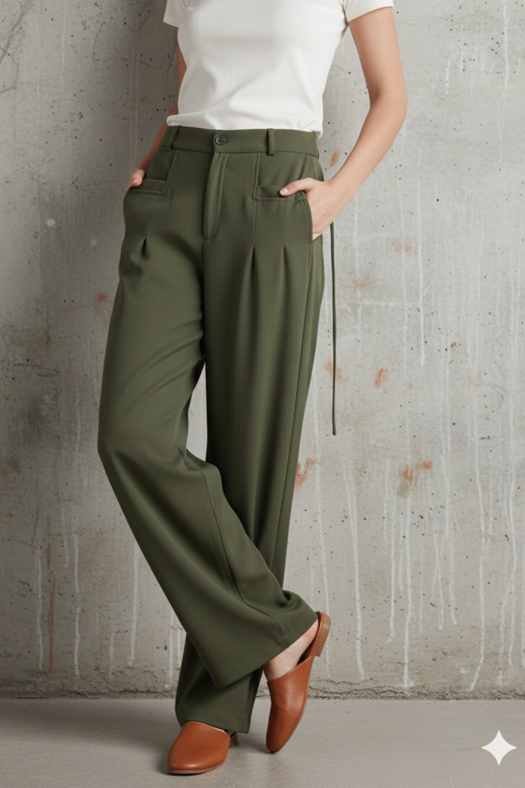 Green Pants with Pocket Strings