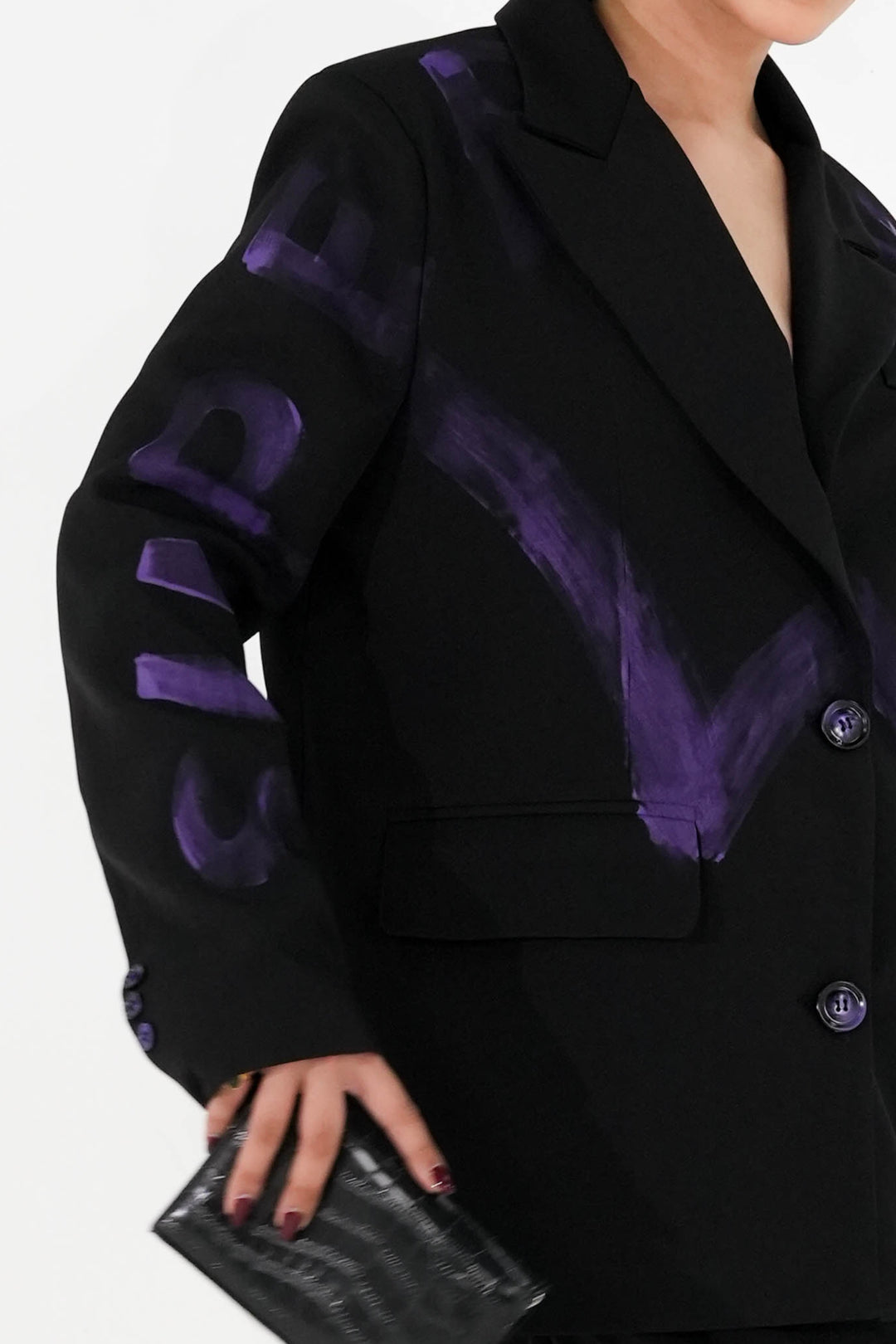 Violet Strokes Black Blazer
