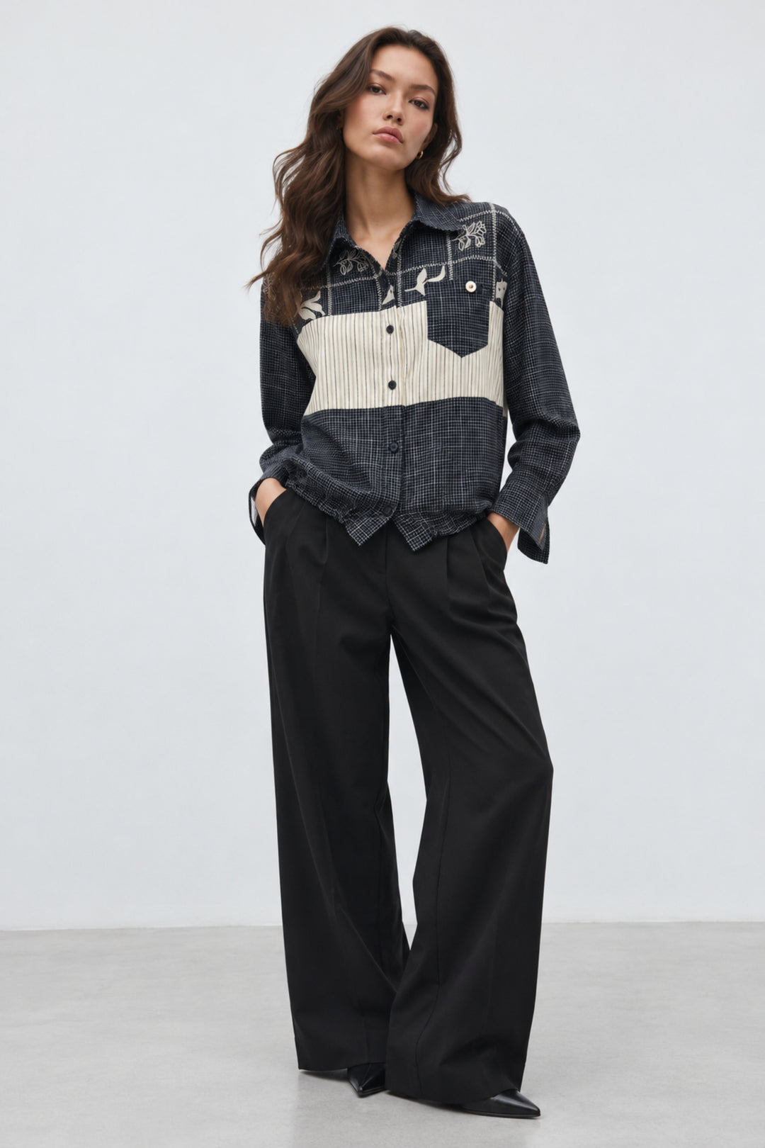 Vera Contrast Embroidered Shirt