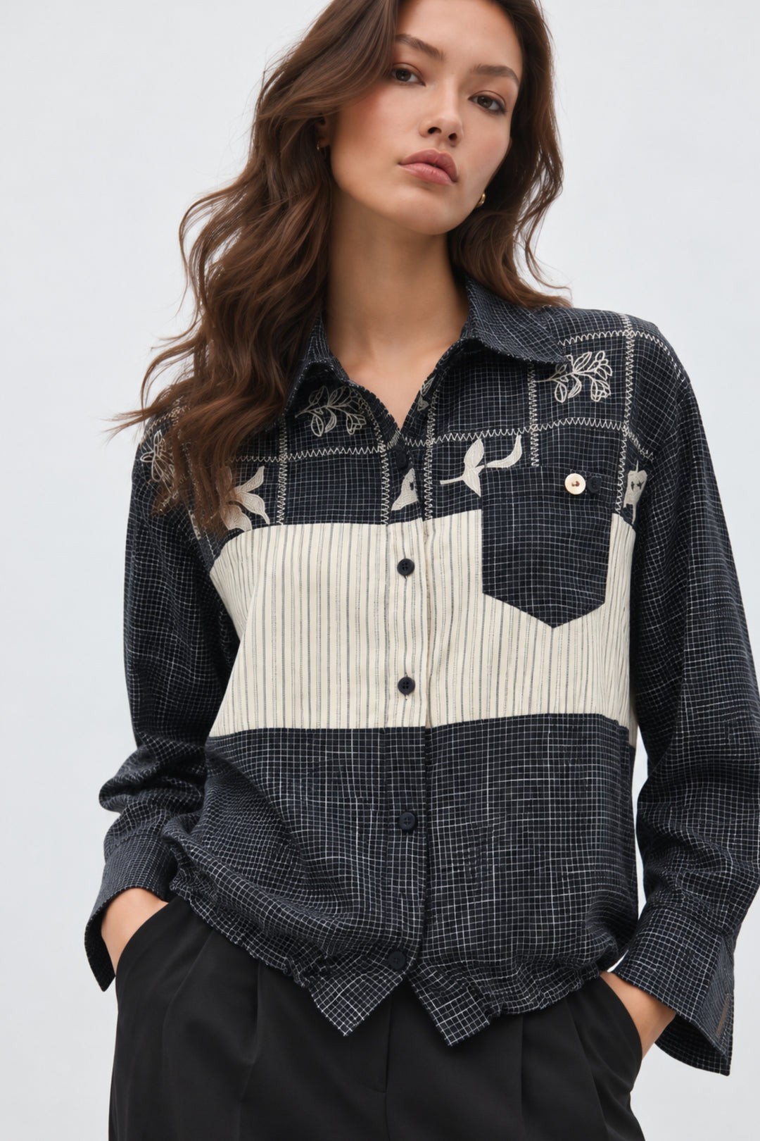 Vera Contrast Embroidered Shirt