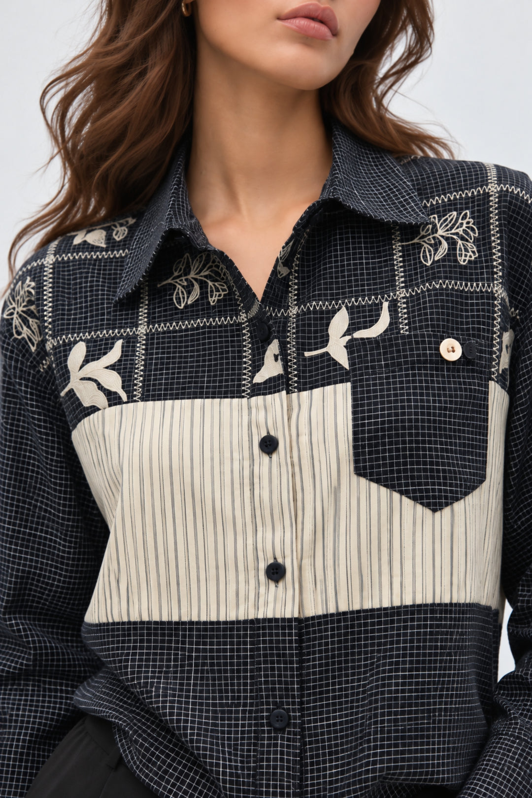 Vera Contrast Embroidered Shirt
