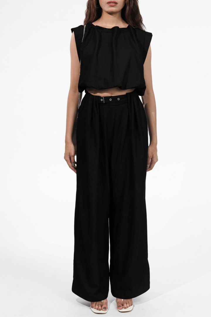 Poof Black Denim  Co-ord Set