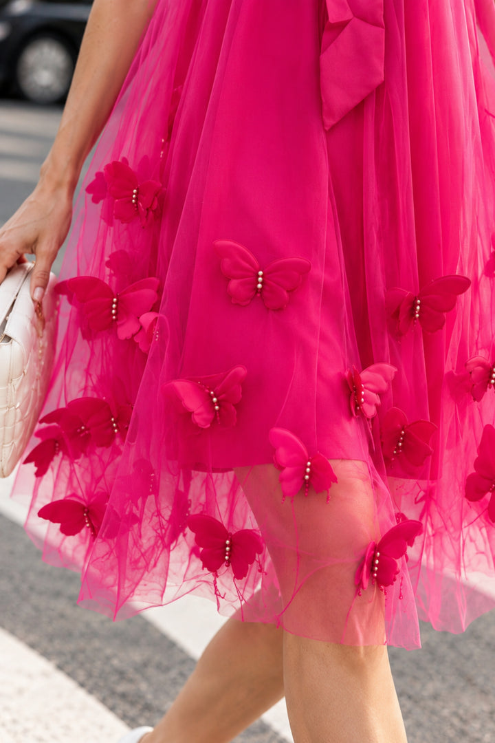 Fuchsia Butterfly Bow Tulle Dress