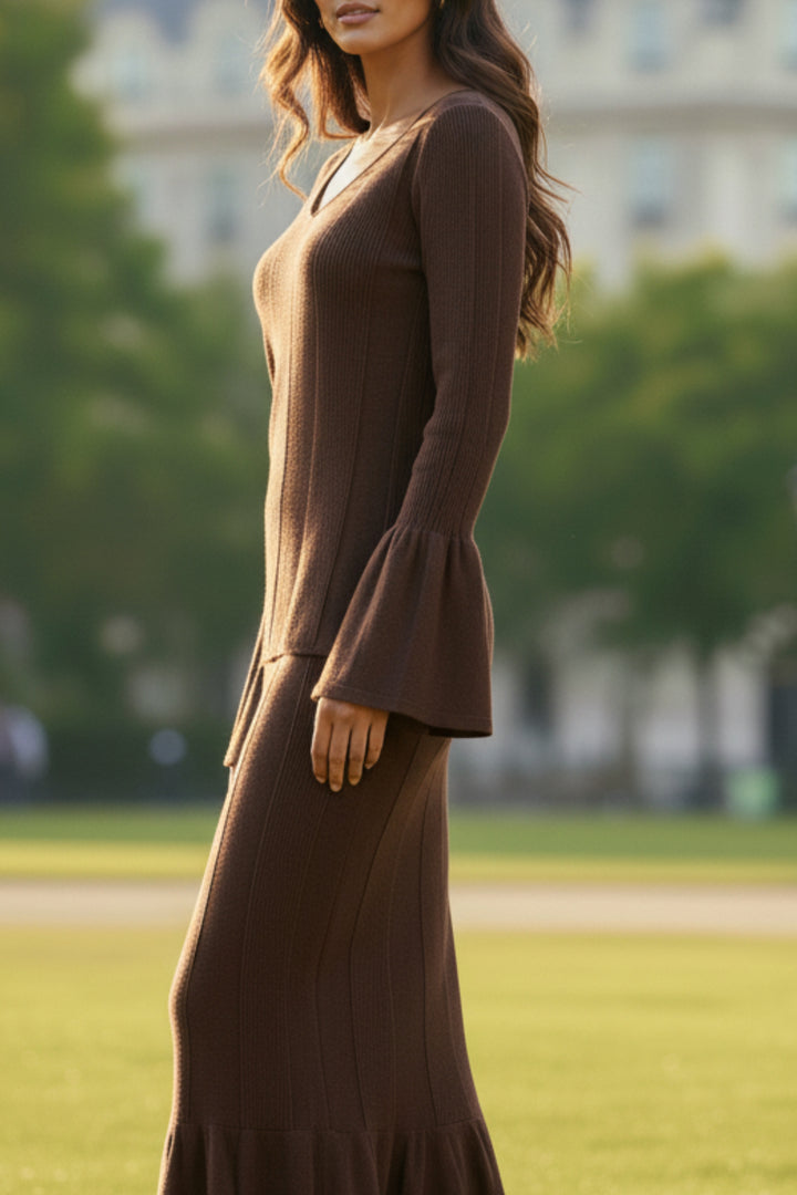 Hazel Knit Ruffle Skirt Co-ord Set