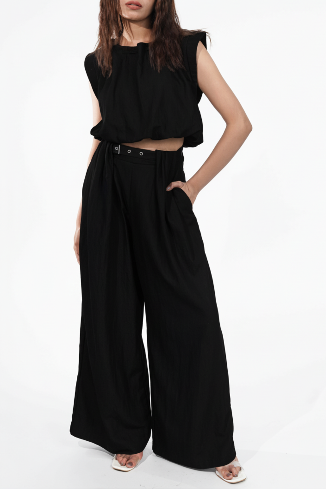 Poof Black Denim  Co-ord Set