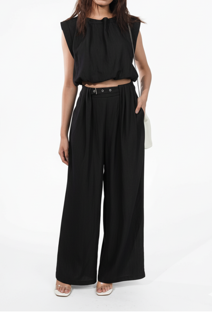 Poof Black Denim  Co-ord Set