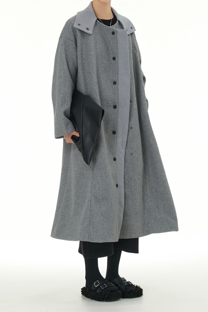 Vogue Grey Trench Coat With Snap Buttons