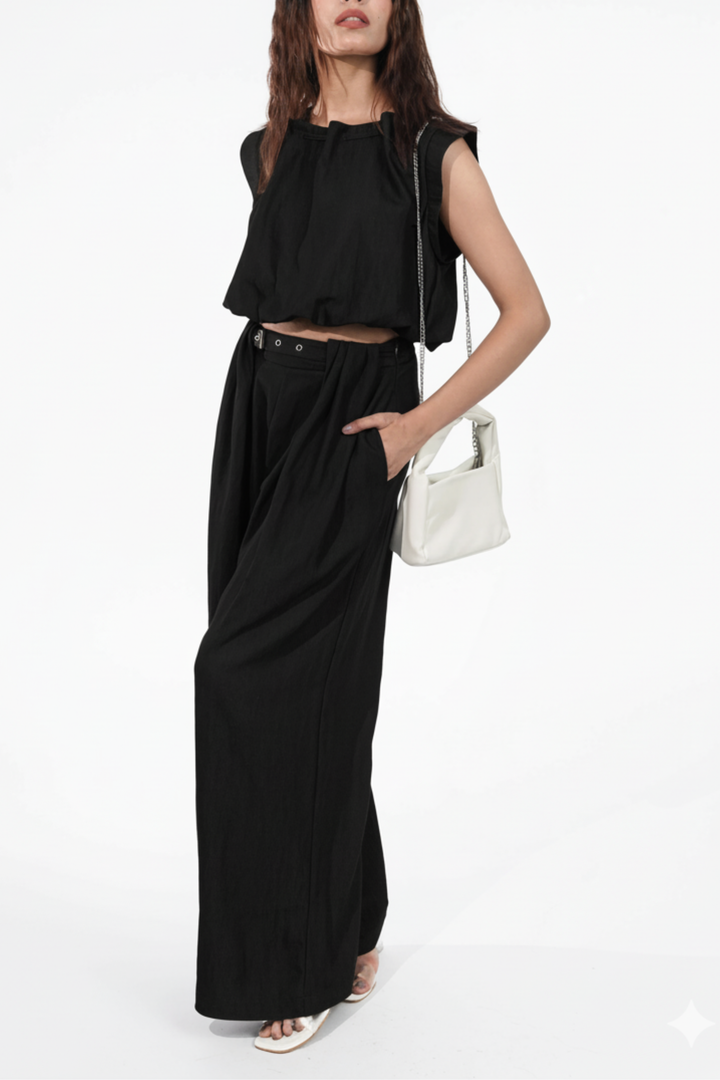 Poof Black Denim  Co-ord Set