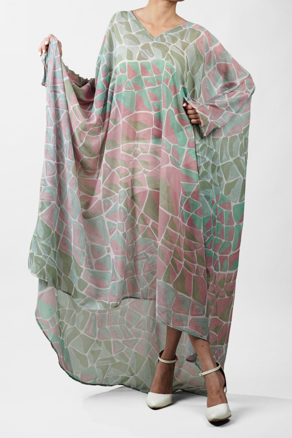 Oversized marble kaftan cover-up for women