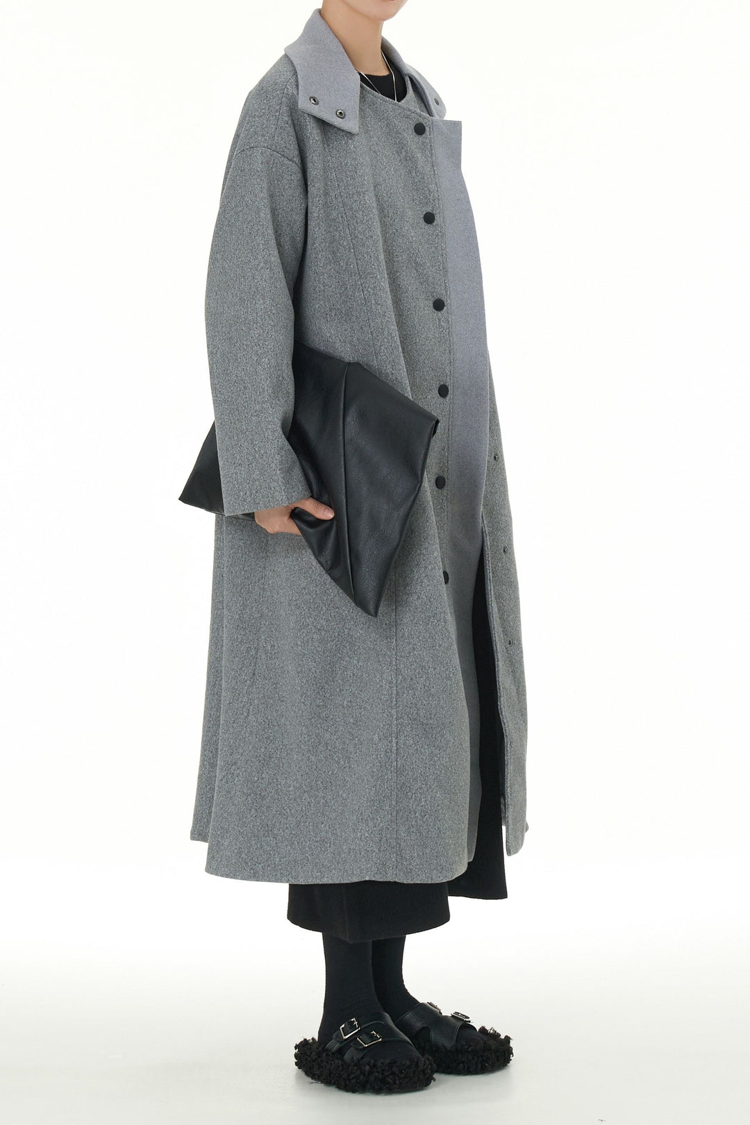 Vogue Grey Trench Coat With Snap Buttons