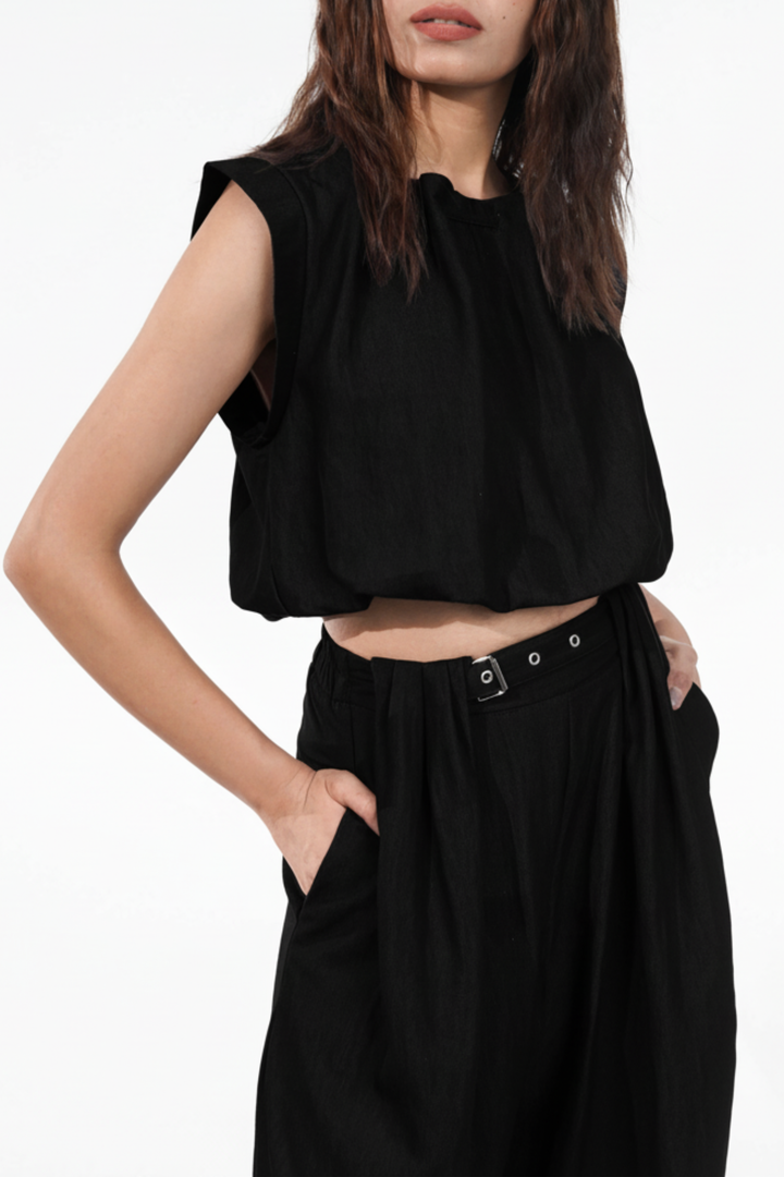 Poof Black Denim  Co-ord Set