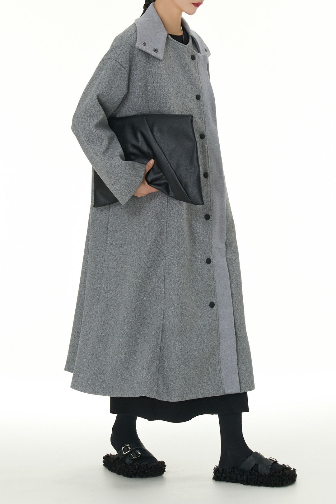 Vogue Grey Trench Coat With Snap Buttons