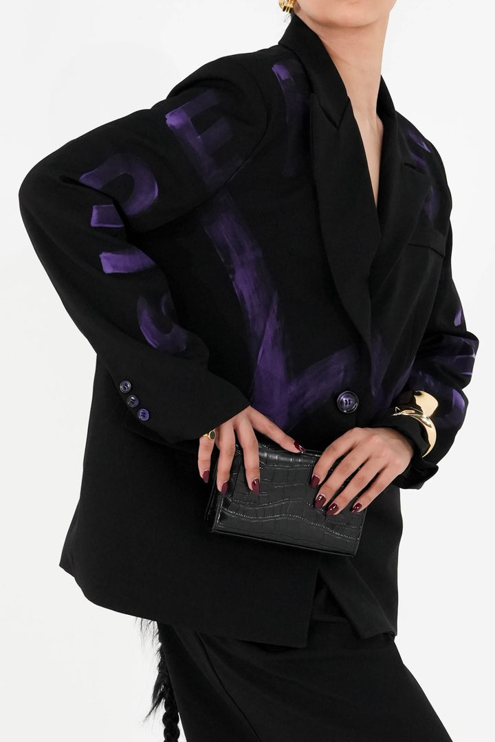 Violet Strokes Black Blazer