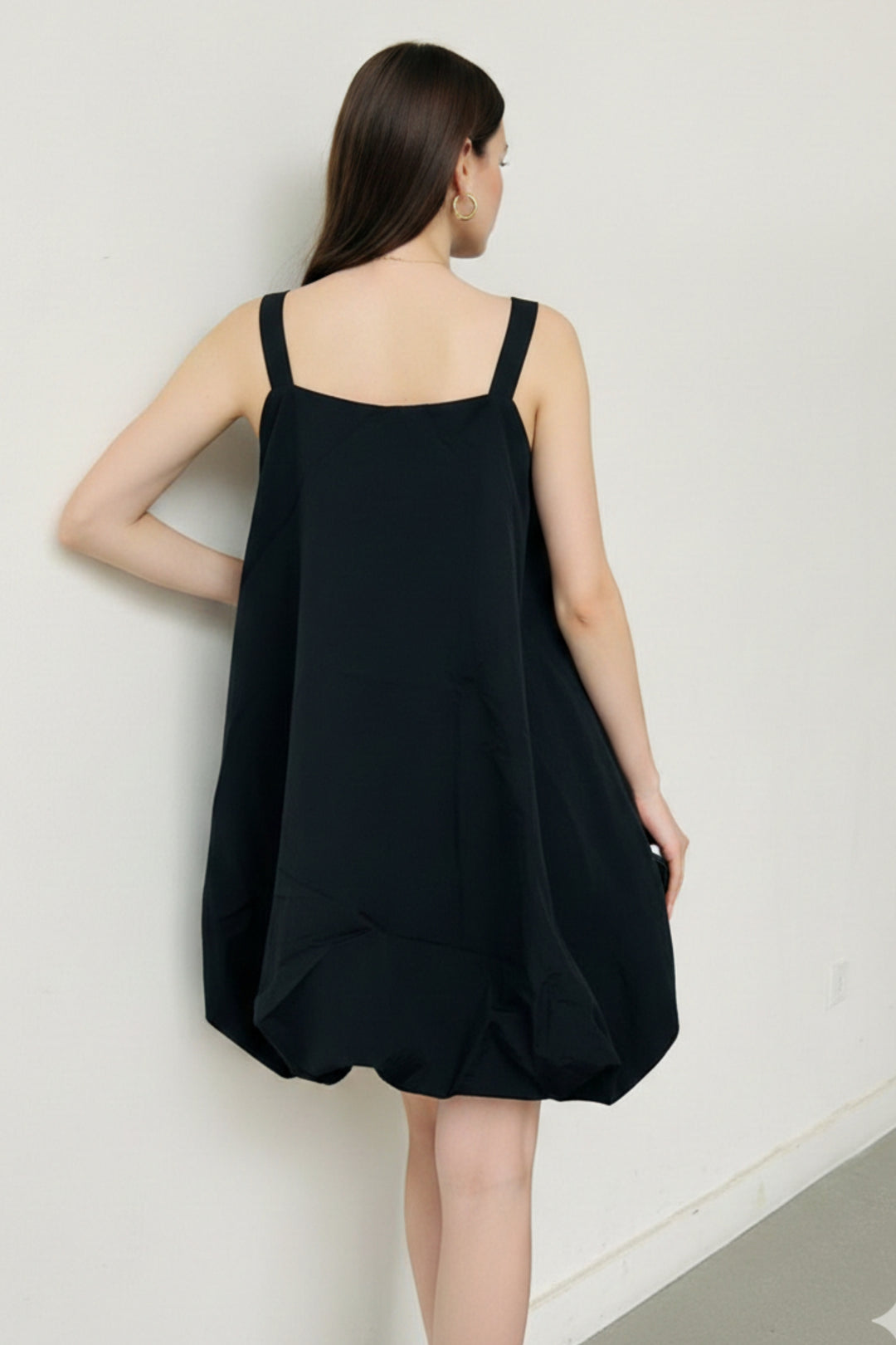 Black Floral Bubble-Hem Dress