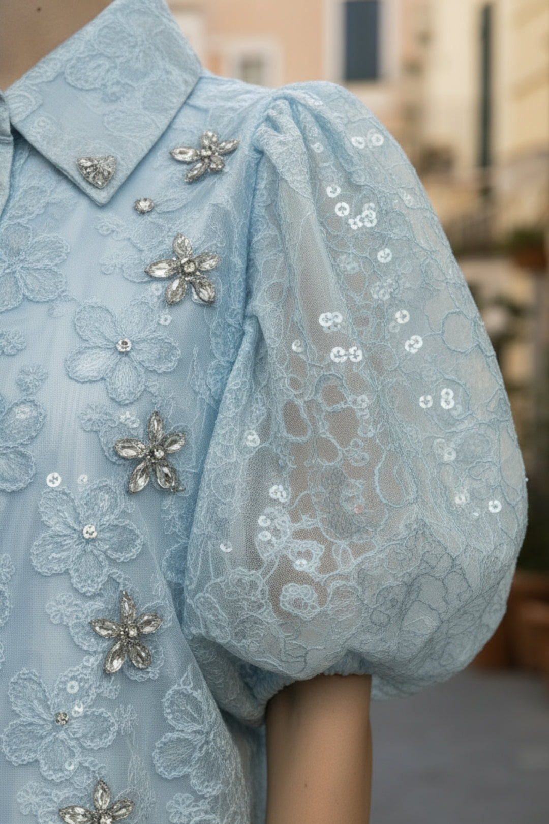 Baby Blue Embroidered Shirt