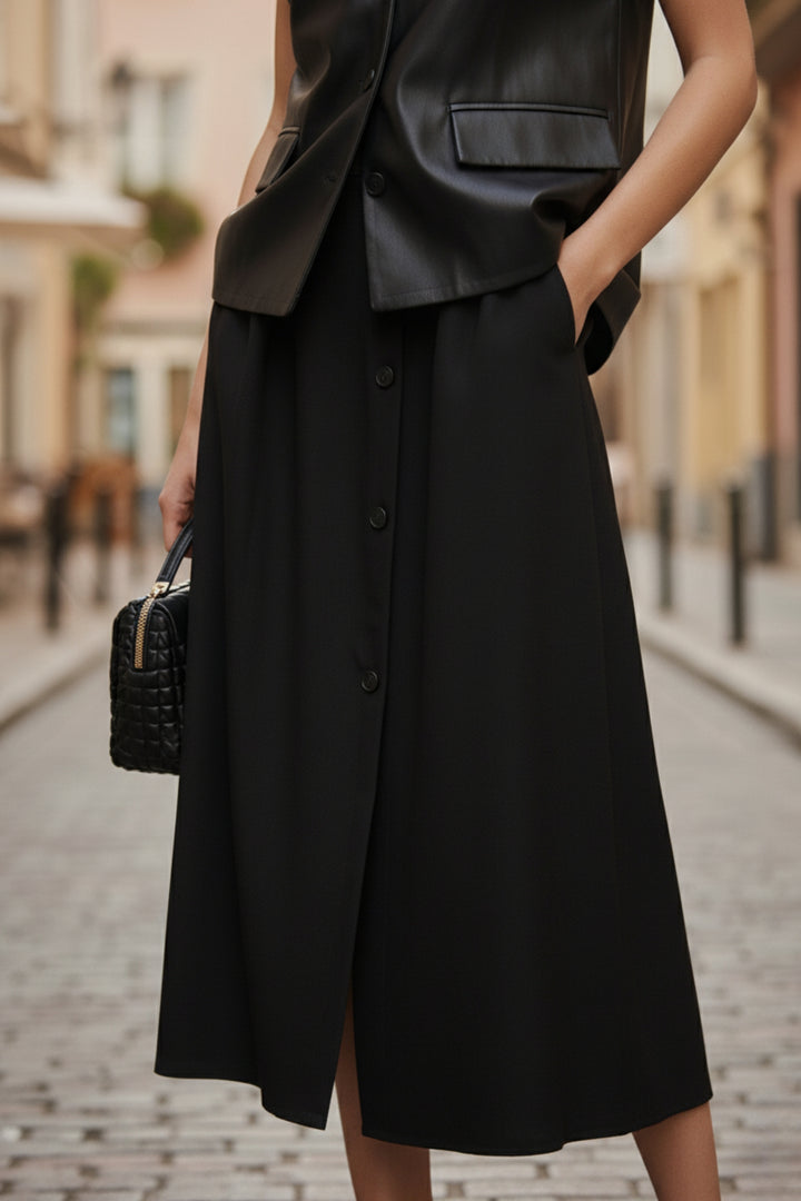 Flap & Leather Black Co Ord