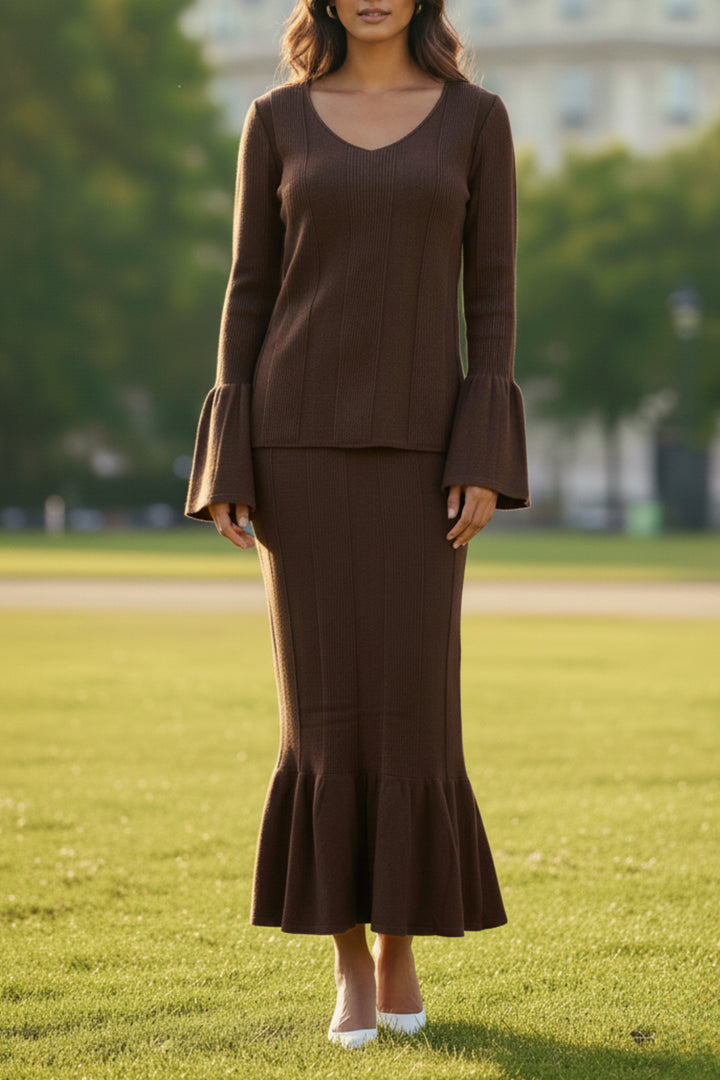 Hazel Knit Ruffle Skirt Co-ord Set