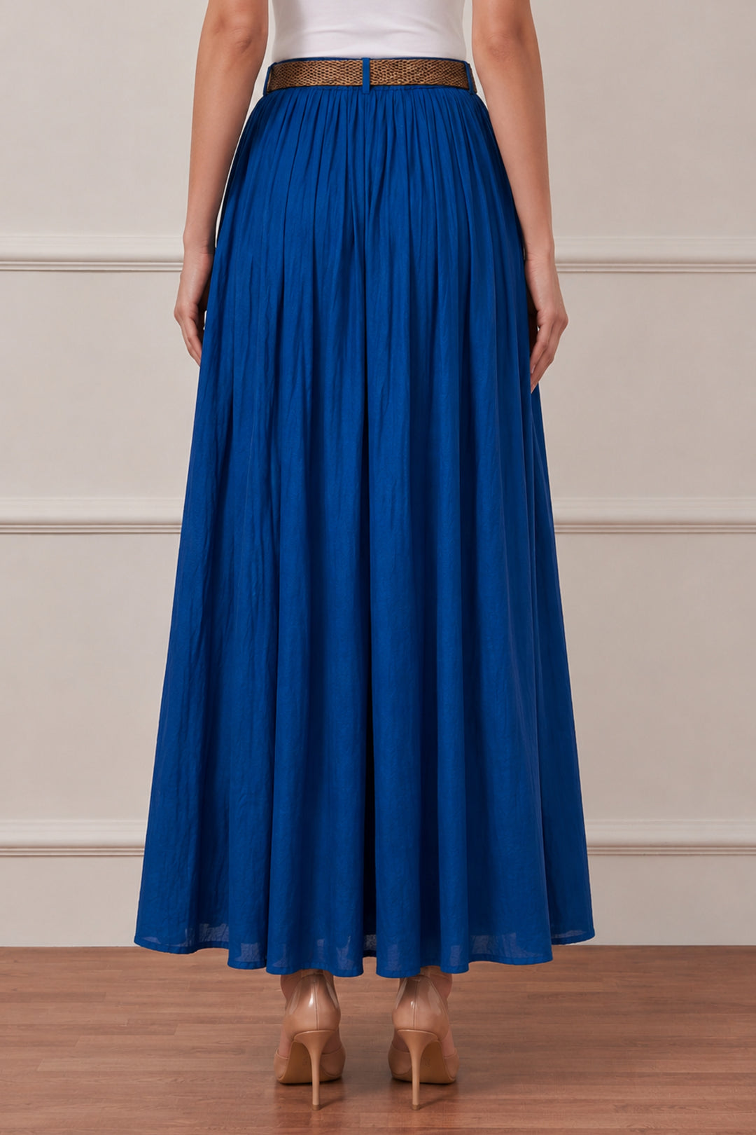 Azure Pleated Midi Skirt