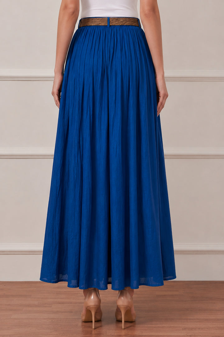 Azure Pleated Midi Skirt