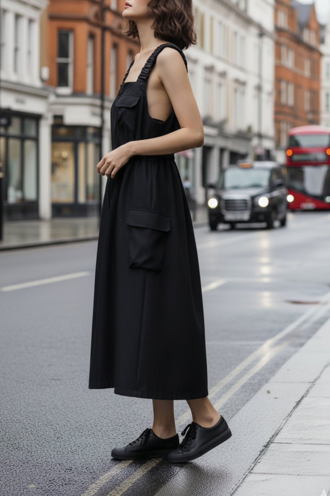 Sunset Black Zippered Dress