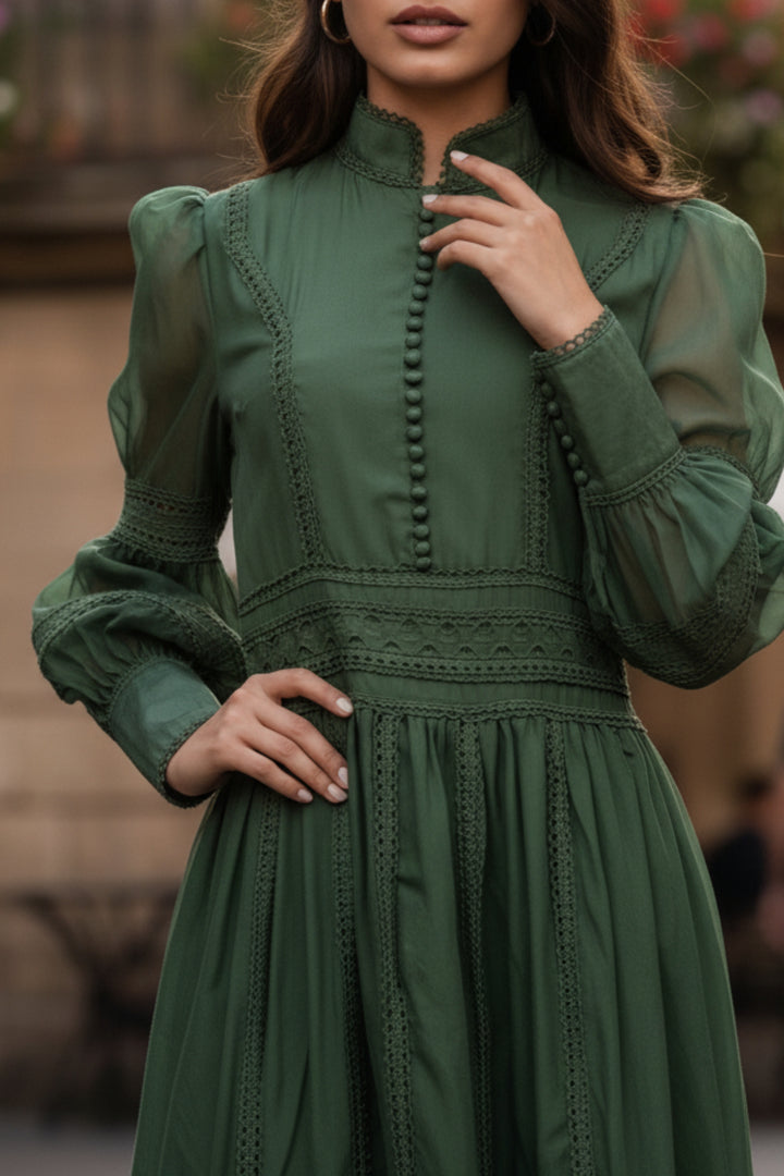 Wimbledon Green Cutwork Dress
