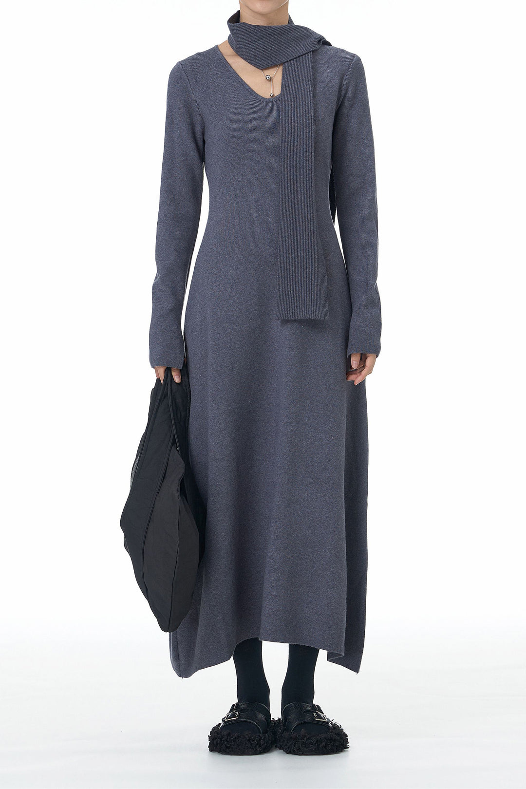 Wrapped in Grey Sculpted Scarf Dress Elegant & Modern Nolabels Wrapped in Grey Sculpted Scarf Dress Elegant & Modern Nolabels