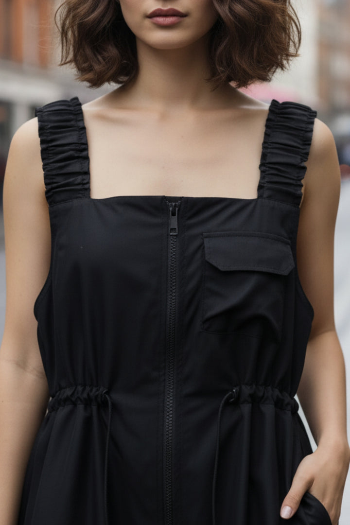 Sunset Black Zippered Dress