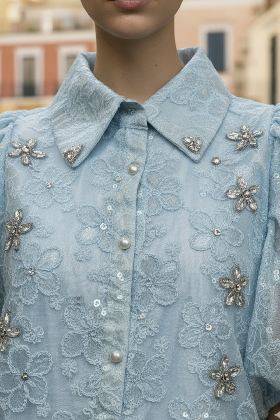Baby Blue Embroidered Shirt