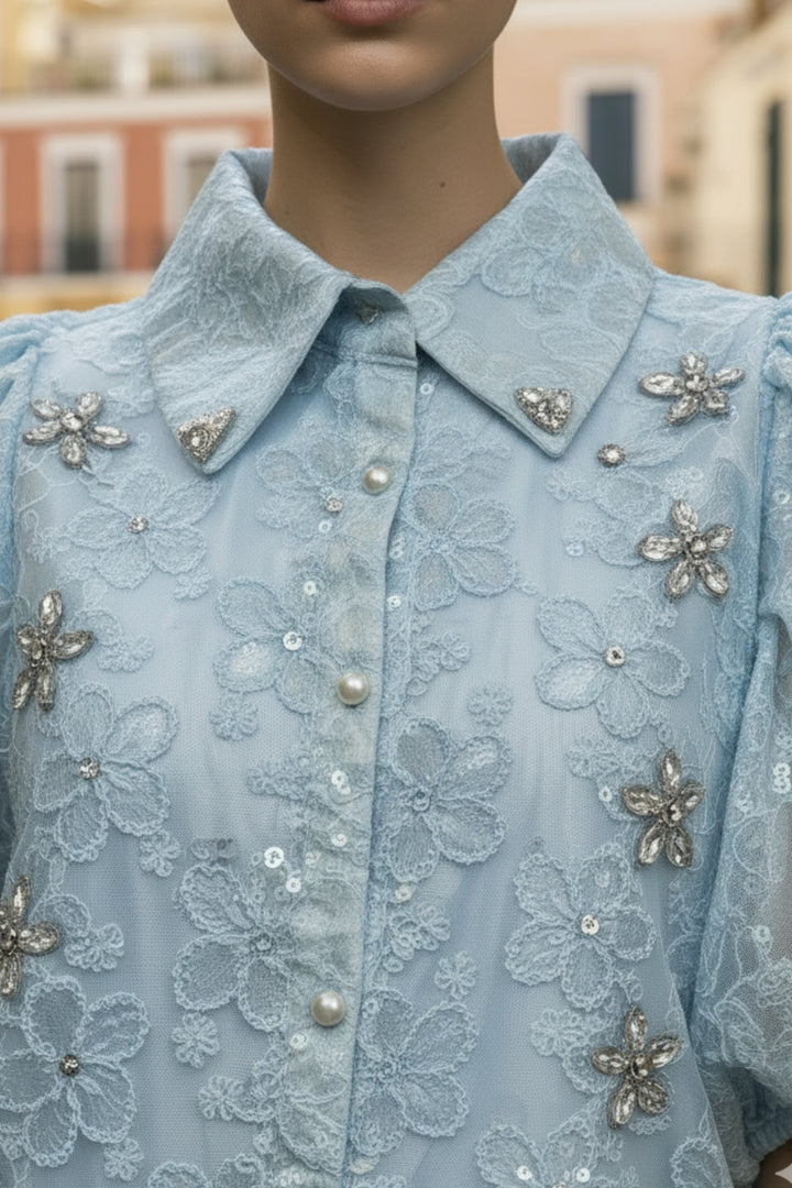 Baby Blue Embroidered Shirt