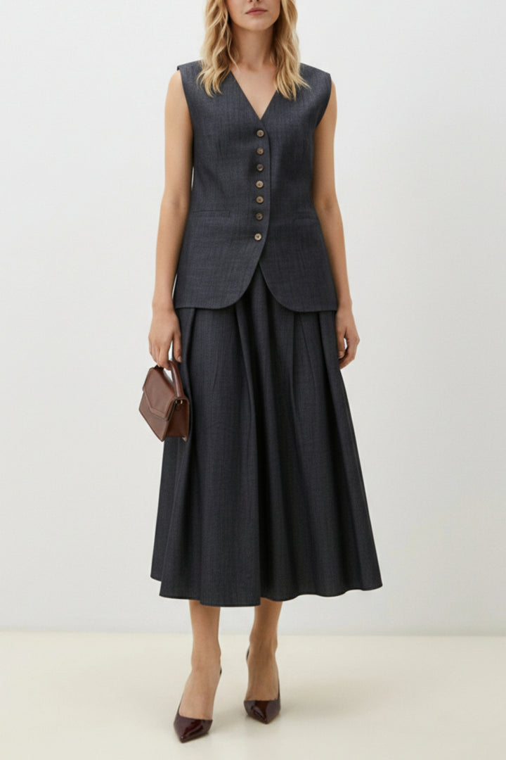 Denim Waistcoat Skirt Co-ord Set